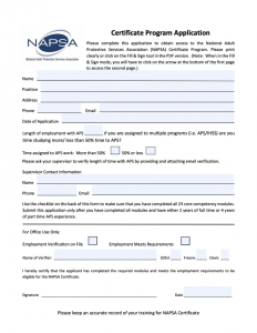 NAPSA Program Certificate