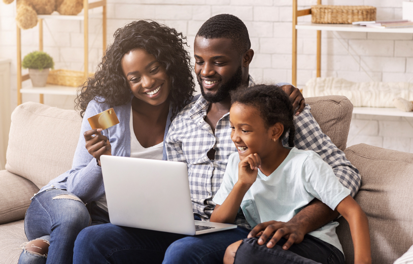 African American family browsing websites